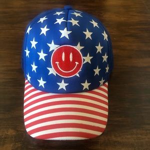 Smiley Face American Flag Cap